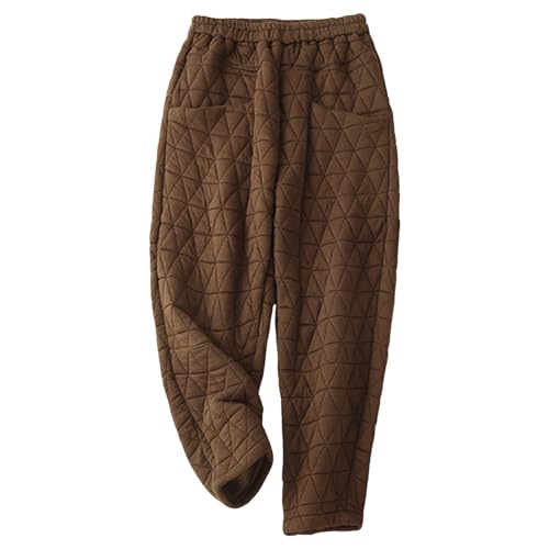 Damen Outdoorhose Warmer Jogginghose Warm Freizeithose Lang Herbst Und Winterhose Mit Hohe Taille Harenhose Hose Elegant Gepolsterte Retro Lässig Verdickte Für Leichte Baumwoll (Coffee, XXL) von Generisch