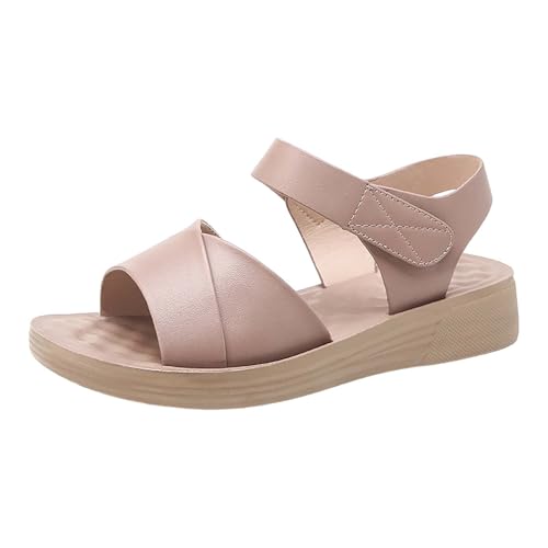 Damen Plateau-Sandalen mit Keilabsatz, Kunstleder, rund, offener Zehenbereich, rutschfeste Sandalen, Slingback-Schuhe mit Knöchelriemen, leicht, bequem, Sommer, Outdoor, Wanderschuh, rose, 41 EU Damen Plateau-Sandalen mit Keilabsatz, Kunstleder, rund, offener Zehenbereich, rutschfeste Sandalen, Slingback-Schuhe mit Knöchelriemen, leicht, bequem, Sommer, Outdoor, Wanderschuh, rose, 41 EU von Generisch