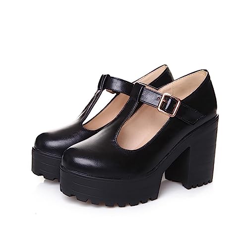 Damen Pumps Block High Heel Plateau Schuhe Knöchelriemen Mary Jane Schuhe Runde Zehen Kleid High Heel Stilettos Sandalen Braut Hochzeit Party Low Heel Pumps Schuhe, Schwarz , 36 EU Damen Pumps Block High Heel Plateau Schuhe Knöchelriemen Mary Jane Schuhe Runde Zehen Kleid High Heel Stilettos Sandalen Braut Hochzeit Party Low Heel Pumps Schuhe, Schwarz , 36 EU von Generisch