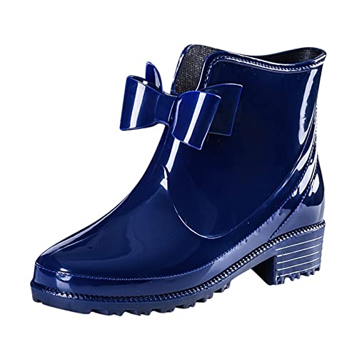 Damen-Regenschuhe, bequem, leicht, knöchelhoch, mattiert, Outdoor-Regenstiefel, kurze Schneeschuhe, blau, 38.5 EU von Generisch