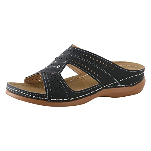 Damen-Sandalen, modisch, Sommer, schlicht, solider Keilabsatz, bequeme und leichte Schuhe, enge Zehen, Sport-Sandalen für Damen, Schwarz , 4.5 UK 3X-Narrow Damen-Sandalen, modisch, Sommer, schlicht, solider Keilabsatz, bequeme und leichte Schuhe, enge Zehen, Sport-Sandalen für Damen, Schwarz , 4.5 UK 3X-Narrow von Generisch
