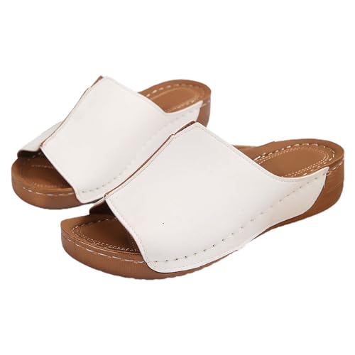 Damen-Sandalen, offener Zehenbereich, Keilabsatz, Sommer, lässig, Strand, Hausschuhe, für drinnen und draußen, Flip-Flop-Schuhe, weiß, 40 EU Damen-Sandalen, offener Zehenbereich, Keilabsatz, Sommer, lässig, Strand, Hausschuhe, für drinnen und draußen, Flip-Flop-Schuhe, weiß, 40 EU von Generisch