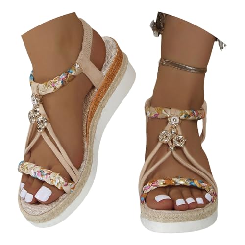 Damen-Sandalen für den Sommer, elegant, Espadrilles mit Keilabsatz, Sandalen mit herausnehmbarem Fußbett, breiter, hoher Absatz, bequeme Sandalen, Plateau-Sandalen, Zeremonie, Bohemia, Platform Damen-Sandalen für den Sommer, elegant, Espadrilles mit Keilabsatz, Sandalen mit herausnehmbarem Fußbett, breiter, hoher Absatz, bequeme Sandalen, Plateau-Sandalen, Zeremonie, Bohemia, Platform von Generisch