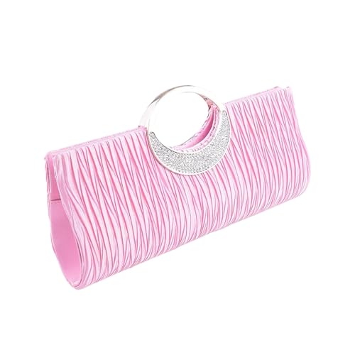 Damen Satin Plissee Abendtasche Clutch Handtasche Clutch Fan Pulley Holder, rose, Einheitsgröße Damen Satin Plissee Abendtasche Clutch Handtasche Clutch Fan Pulley Holder, rose, Einheitsgröße von Generisch