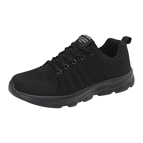 Damen-Schlupfschuhe, Laufschuhe, leichte Tennisschuhe, reine Farbe, Schnürung, Jogging-Sneaker, Netzstoff, atmungsaktiv, Workout, Fitnessstudio, Tennisschuhe, formelle klassische Sneaker, Schwarz , 38 von Generisch