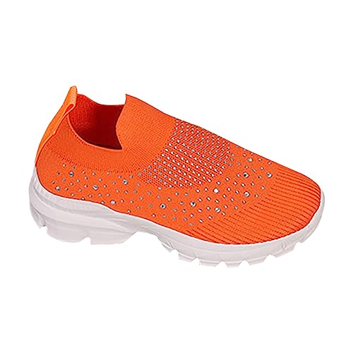 Damen-Schlupfschuhe, bequeme Nordic-Walking-Schuhe, Fußgewölbeunterstützung, Joggingschuhe, klobige Plateau-Keil-Turnschuhe mit Strass, stilvoll, runde Zehen, atmungsaktives Netzgewebe, Turnschuhe, von Generisch