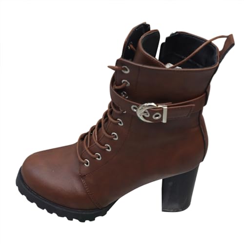 Damen Schnürstiefel Frauen Stiefel Halbhoch Damenstiefel Comfort Knöchel Schuhe Desert Boots aus WildLeder Sommer Frühjahr Sommer Herbst von Generisch