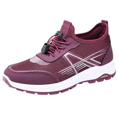Damen-Sneaker, Netzstoff, atmungsaktiv, Wanderschuhe, bequem, leicht, Tennis, Sport, gestrickt, Freizeitschuhe, rutschfest, Schnürung, Kleid, violett, 39 EU Damen-Sneaker, Netzstoff, atmungsaktiv, Wanderschuhe, bequem, leicht, Tennis, Sport, gestrickt, Freizeitschuhe, rutschfest, Schnürung, Kleid, violett, 39 EU von Generisch