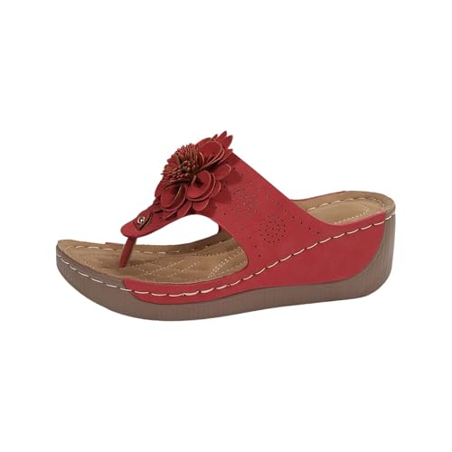 Damen-Sommer-Hausschuhe mit offenem Zehenbereich, atmungsaktiv, hohl, bequem, Freizeit, Slope mit Clip-Toe, Bad-Hausschuhe für Frauen und Bademantel, Frottee, rot, 38 EU Damen-Sommer-Hausschuhe mit offenem Zehenbereich, atmungsaktiv, hohl, bequem, Freizeit, Slope mit Clip-Toe, Bad-Hausschuhe für Frauen und Bademantel, Frottee, rot, 38 EU von Generisch