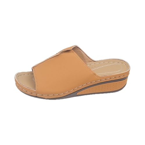 Damen Sommer Plateau Sandalen Keilsandalen Leder Römische Clogs Fischmaul Offene Zehen Clogs Slip On rutschfeste Sandale Leicht Atmungsaktiv Walking Sandalen Damen Bequeme Schuhe, braun, 42 EU Damen Sommer Plateau Sandalen Keilsandalen Leder Römische Clogs Fischmaul Offene Zehen Clogs Slip On rutschfeste Sandale Leicht Atmungsaktiv Walking Sandalen Damen Bequeme Schuhe, braun, 42 EU von Generisch