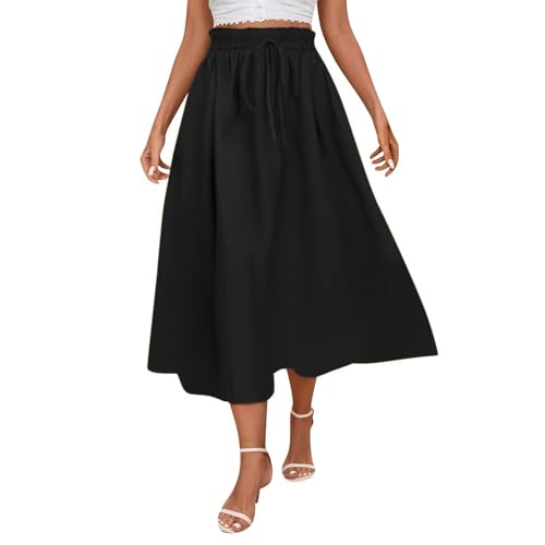 Damen-Sommerröcke, elastische Taille, knielang, Sommer-Midirock mit Taschen, Langröcke, zierlicher Sportrock, Freizeitrock, Strandurlaub, Sommer-Blumenprint, Faltenrock, Maxiskirts, Schwarz , M Damen-Sommerröcke, elastische Taille, knielang, Sommer-Midirock mit Taschen, Langröcke, zierlicher Sportrock, Freizeitrock, Strandurlaub, Sommer-Blumenprint, Faltenrock, Maxiskirts, Schwarz , M von Generisch