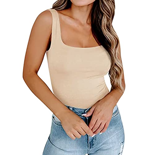 Damen-Tank-Top, einfarbig, ärmelloses Top, bequem, abnehmbar, vielseitiges Unterhemd, elegant, V-Ausschnitt, Tank-Tops, Sommer, Fitnessstudio, Sport, Cami für den täglichen Gebrauch, beige, M Damen-Tank-Top, einfarbig, ärmelloses Top, bequem, abnehmbar, vielseitiges Unterhemd, elegant, V-Ausschnitt, Tank-Tops, Sommer, Fitnessstudio, Sport, Cami für den täglichen Gebrauch, beige, M von Generisch