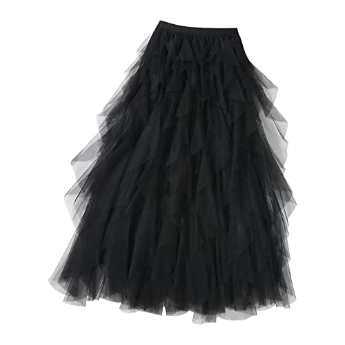 Damen Tüllrock 50er Tütü Rock Rockabilly Petticoat Tutu Karneval Kostüm Tüllrock Ballett Tanzkleid Unterrock für Frauen und Mädchen Black Tutu Schwarzer TüLlrock Damen Mit Licht Tutu Damen Bunt von Generisch