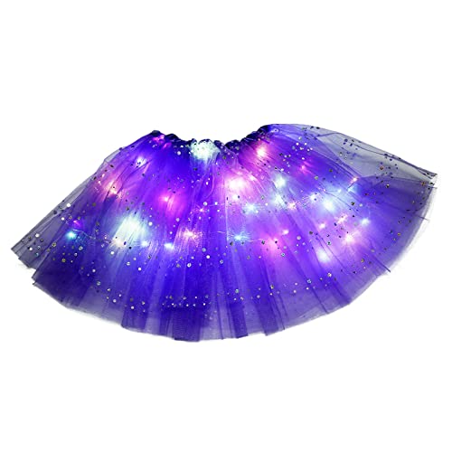 Damen Tüllrock Damen Tütü Rock Tutu mit LED_Lichter Minirock Karneval Kostüm Tanzrock Sterne Pailletten Tanzkleid Dehnbaren Ballettrock Tüllrock Vintage Erwachsene Fancy Dress (Purple#2, One Size) Damen Tüllrock Damen Tütü Rock Tutu mit LED_Lichter Minirock Karneval Kostüm Tanzrock Sterne Pailletten Tanzkleid Dehnbaren Ballettrock Tüllrock Vintage Erwachsene Fancy Dress (Purple#2, One Size) von Generisch