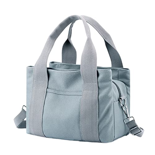 Damen-Umhängetasche, große Kapazität, Segeltuch, lässige Handtasche, Tasche, Arbeitsklasse, Handtasche, dicke gelochte Taschen, hellblau, Einheitsgröße Damen-Umhängetasche, große Kapazität, Segeltuch, lässige Handtasche, Tasche, Arbeitsklasse, Handtasche, dicke gelochte Taschen, hellblau, Einheitsgröße von Generisch