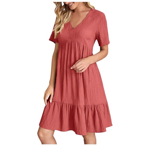 Damenkleider Sommer, Sommerkleid Damen Kurz V Ausschnitt Kleid Hochzeitsgast Sommer Festliche Kleider Freizeit Strandkleid Elegante Wickelkleid Knielang Sommerkleider Leicht Und Luftig, Roter, XL Damenkleider Sommer, Sommerkleid Damen Kurz V Ausschnitt Kleid Hochzeitsgast Sommer Festliche Kleider Freizeit Strandkleid Elegante Wickelkleid Knielang Sommerkleider Leicht Und Luftig, Roter, XL von Generisch