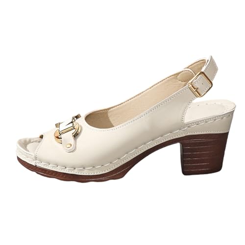 Damenschuhe, Größe 5, Sommer, Zehensandalen, modisch, einreihig, Schnallenriemen, dicker Boden, dekorativ, Metall, lässig, bequem, leicht, Schnalle, Hausschuhe, Brautschuhe, weiß, 38.5 EU Damenschuhe, Größe 5, Sommer, Zehensandalen, modisch, einreihig, Schnallenriemen, dicker Boden, dekorativ, Metall, lässig, bequem, leicht, Schnalle, Hausschuhe, Brautschuhe, weiß, 38.5 EU von Generisch