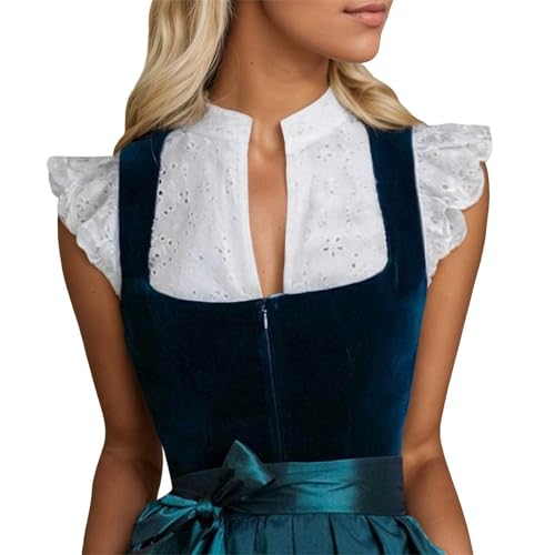Dirndl Bluse Damen Flügelärmel - Trachtenbluse Weiß Dirndlbluse Hochgeschlossen Kurzarm DirndlBlusen V Ausschnitt Trachtenbluse Stehkragen Trachten Oberteil für Oktoberfest Traditionelle Dirndl Bluse Dirndl Bluse Damen Flügelärmel - Trachtenbluse Weiß Dirndlbluse Hochgeschlossen Kurzarm DirndlBlusen V Ausschnitt Trachtenbluse Stehkragen Trachten Oberteil für Oktoberfest Traditionelle Dirndl Bluse von Generisch