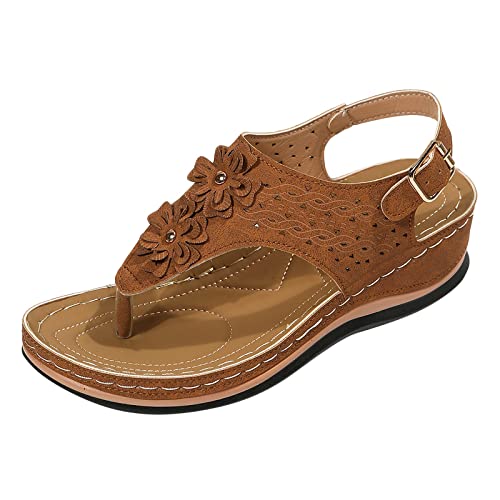 Ergonomisches Design mit Keilabsatz, Zehensteg-Sandalen, mildert den Fuß, bequeme und funktionale Schuhe, Damen-Sandalen mit Fußgewölbe-Passform, braun, 39 EU Ergonomisches Design mit Keilabsatz, Zehensteg-Sandalen, mildert den Fuß, bequeme und funktionale Schuhe, Damen-Sandalen mit Fußgewölbe-Passform, braun, 39 EU von Generisch
