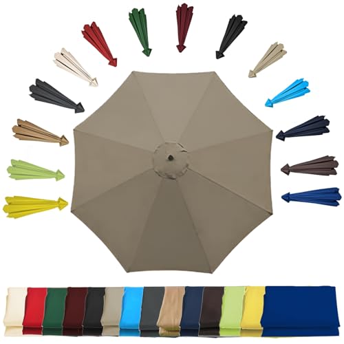 Ersatzschirm für Sonnenschirm, 2,0 m, 2,7 m, 3,0 m, Ersatztuch für Regenschirm, 6 Rippen, 8 Rippen, Markttischschirm, Überdachung, Gartenschirm, Überdachung, UV50+ wasserdicht, Farbe oben:, 8 ribs-2.7 von Generisch