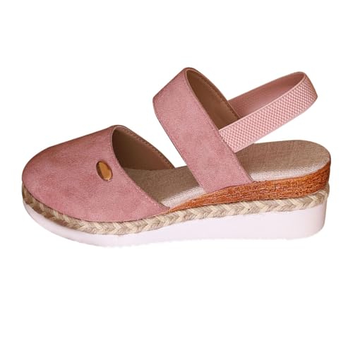 Espadrilles-Sandalen mit geschlossenem Zehenbereich für Damen, Keilabsatz, flache Sandalen, elegante Sandalen, Slingback, runde Zehen, große Größe, reine Farbe, bequem, klobige Schuhe, Sommerschuh für Espadrilles-Sandalen mit geschlossenem Zehenbereich für Damen, Keilabsatz, flache Sandalen, elegante Sandalen, Slingback, runde Zehen, große Größe, reine Farbe, bequem, klobige Schuhe, Sommerschuh für von Generisch