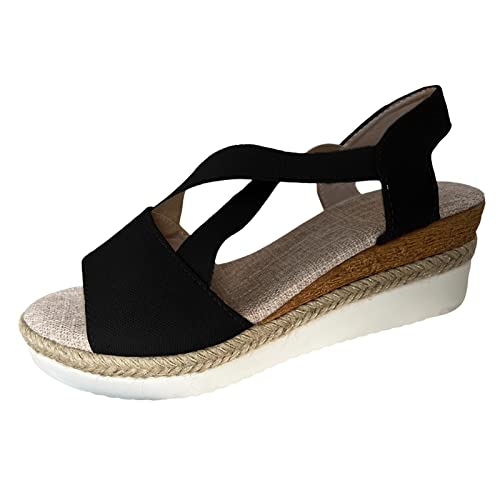 Espadrilles für Damen, Plateau-Sandalen, Keilabsatz, Knöchelriemen, Slingback, Sommerschuhe, bronze, 38.5 EU Espadrilles für Damen, Plateau-Sandalen, Keilabsatz, Knöchelriemen, Slingback, Sommerschuhe, bronze, 38.5 EU von Generisch