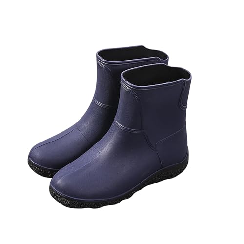 Extra breite Schneestiefel für Herren, 2024, modisch, Temperament, England, Regenstiefel, wadenhoch, rutschfest, Wasserschuhe, mittlere Gummistiefel, Herren, blau, 39 1/3 EU von Generisch