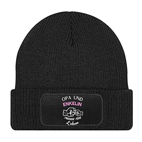 Famillienmotive, Opa und Enkeln, Lüstige Motive Besticktes Beanie Strickmutze Wintermütze Geschenkidee -STRICK285-Schwarz von Generisch