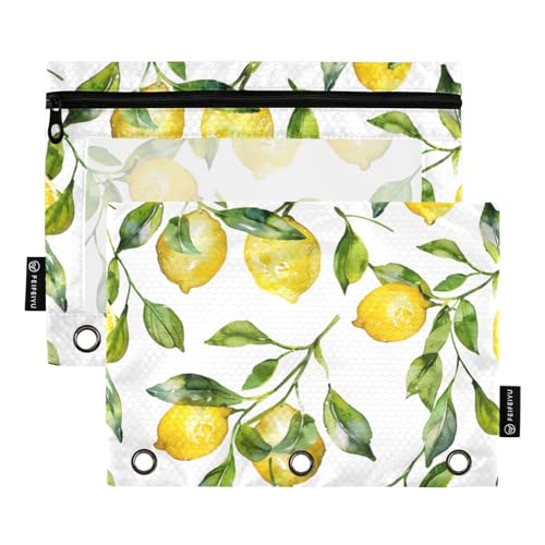 Federmäppchen für 3-Ringbuch, Aquarell-gelbe Zitronen, Federmäppchen, Kosmetiktasche mit Reißverschluss, transparentes Fenster für Büro, Reisen, Kosmetik, 2 Stück, Aquarell, gelbe Zitronen, one Federmäppchen für 3-Ringbuch, Aquarell-gelbe Zitronen, Federmäppchen, Kosmetiktasche mit Reißverschluss, transparentes Fenster für Büro, Reisen, Kosmetik, 2 Stück, Aquarell, gelbe Zitronen, one von Generisch