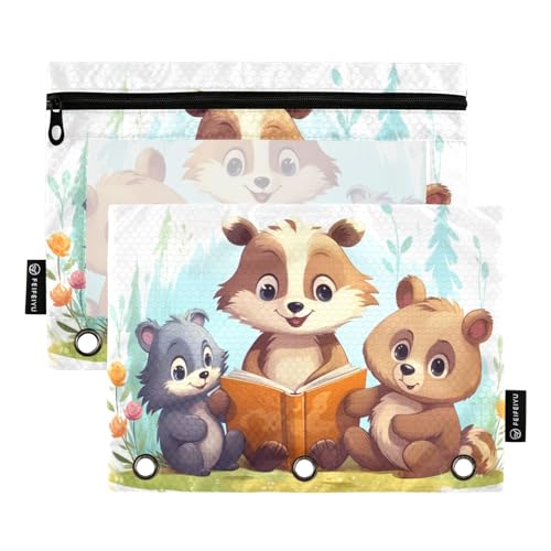 Federmäppchen für 3-Ringbuch, Bären-Lesebuch, Federmäppchen, Kosmetiktasche mit Reißverschluss, transparentes Fenster, für Büro, Reisen, Kosmetik, 2 Stück, Bären-Lesebuch, one sizex2, Aktentasche Federmäppchen für 3-Ringbuch, Bären-Lesebuch, Federmäppchen, Kosmetiktasche mit Reißverschluss, transparentes Fenster, für Büro, Reisen, Kosmetik, 2 Stück, Bären-Lesebuch, one sizex2, Aktentasche von Generisch