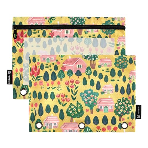 Federmäppchen für 3-Ringbuch, Baum und Haus, Federmäppchen, Kosmetiktasche mit Reißverschluss, transparentes Fenster, für Büro, Reisen, Kosmetik, 2 Stück, Baum und Haus, one sizex2, Aktentasche Federmäppchen für 3-Ringbuch, Baum und Haus, Federmäppchen, Kosmetiktasche mit Reißverschluss, transparentes Fenster, für Büro, Reisen, Kosmetik, 2 Stück, Baum und Haus, one sizex2, Aktentasche von Generisch
