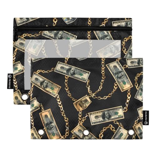 Federmäppchen für 3-Ringbuch, Gelddollarscheine, Federmäppchen, Kosmetiktasche mit Reißverschluss, transparentes Fenster, für Büro, Reisen, Kosmetik, 2 Stück, Geldscheine, one sizex2, Aktentasche Federmäppchen für 3-Ringbuch, Gelddollarscheine, Federmäppchen, Kosmetiktasche mit Reißverschluss, transparentes Fenster, für Büro, Reisen, Kosmetik, 2 Stück, Geldscheine, one sizex2, Aktentasche von Generisch