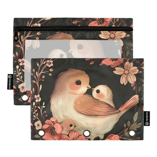 Federmäppchen für 3-Ringbuch, Kranz, Vogel, Federmäppchen, Kosmetiktasche mit Reißverschluss, transparentes Fenster, für Büro, Reisen, Kosmetik, 2 Stück, Kranzvogel, one sizex2, Aktentasche Federmäppchen für 3-Ringbuch, Kranz, Vogel, Federmäppchen, Kosmetiktasche mit Reißverschluss, transparentes Fenster, für Büro, Reisen, Kosmetik, 2 Stück, Kranzvogel, one sizex2, Aktentasche von Generisch