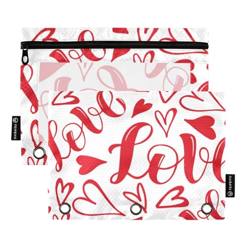 Federmäppchen für 3-Ringbuch, Liebesherz, Doodle, Federmäppchen, Kosmetiktasche mit Reißverschluss, transparentes Fenster, für Büro, Reisen, Kosmetik, 2 Stück, Liebesherz-Doodle, one sizex2, Federmäppchen für 3-Ringbuch, Liebesherz, Doodle, Federmäppchen, Kosmetiktasche mit Reißverschluss, transparentes Fenster, für Büro, Reisen, Kosmetik, 2 Stück, Liebesherz-Doodle, one sizex2, von Generisch