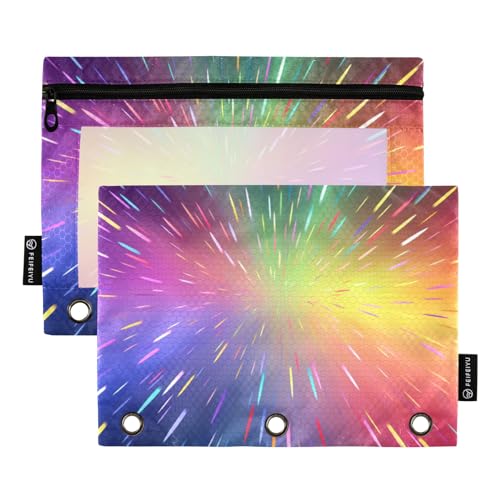 Federmäppchen für 3-Ringbuch, Regenbogen-Feuerwerk, Federmäppchen, Kosmetiktasche mit Reißverschluss, transparentes Fenster, für Büro, Reisen, Kosmetik, 2 Stück, Regenbogen-Feuerwerk, one sizex2, Federmäppchen für 3-Ringbuch, Regenbogen-Feuerwerk, Federmäppchen, Kosmetiktasche mit Reißverschluss, transparentes Fenster, für Büro, Reisen, Kosmetik, 2 Stück, Regenbogen-Feuerwerk, one sizex2, von Generisch