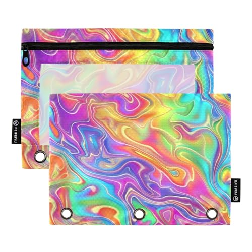 Federmäppchen für 3-Ringbuch, Regenbogen-Marmor, 1 Federmäppchen, Kosmetiktasche mit Reißverschluss, transparentes Fenster, für Büro, Reisen, Kosmetik, 2 Stück, Regenbogen-Marmor 1, one sizex2, Federmäppchen für 3-Ringbuch, Regenbogen-Marmor, 1 Federmäppchen, Kosmetiktasche mit Reißverschluss, transparentes Fenster, für Büro, Reisen, Kosmetik, 2 Stück, Regenbogen-Marmor 1, one sizex2, von Generisch