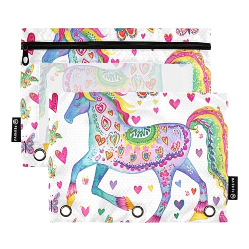 Federmäppchen für 3-Ringbuch, Schmetterlings-Einhorn-Federmäppchen, Kosmetiktasche mit Reißverschluss, transparentes Fenster, für Büro, Reisen, Kosmetik, 2 Stück, Schmetterlings-Einhorn, one sizex2, Federmäppchen für 3-Ringbuch, Schmetterlings-Einhorn-Federmäppchen, Kosmetiktasche mit Reißverschluss, transparentes Fenster, für Büro, Reisen, Kosmetik, 2 Stück, Schmetterlings-Einhorn, one sizex2, von Generisch