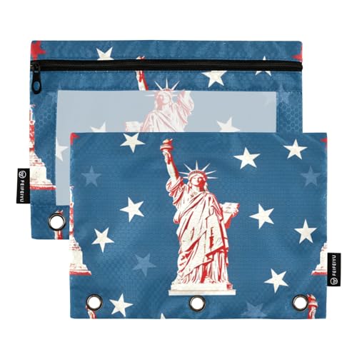 Federmäppchen für 3-Ringbuch, The Statue of Liberty, Federmäppchen, Kosmetiktasche mit Reißverschluss, transparentes Fenster für Büro, Reisen, Kosmetik, 2 Stück, freiheitsstatue, one sizex2, Federmäppchen für 3-Ringbuch, The Statue of Liberty, Federmäppchen, Kosmetiktasche mit Reißverschluss, transparentes Fenster für Büro, Reisen, Kosmetik, 2 Stück, freiheitsstatue, one sizex2, von Generisch