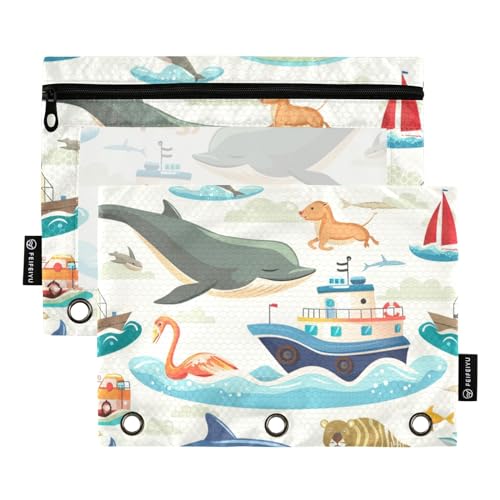 Federmäppchen für 3-Ringbuch, Yachtwal-Federmäppchen, Kosmetiktasche mit Reißverschluss, transparentes Fenster, für Büro, Reisen, Kosmetik, 2 Stück, Yachtwal, one sizex2, Aktentasche Federmäppchen für 3-Ringbuch, Yachtwal-Federmäppchen, Kosmetiktasche mit Reißverschluss, transparentes Fenster, für Büro, Reisen, Kosmetik, 2 Stück, Yachtwal, one sizex2, Aktentasche von Generisch