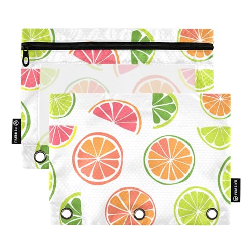 Federmäppchen für 3-Ringbuch, Zitronen-Grapefruit-Scheiben, Federmäppchen, Kosmetiktasche mit Reißverschluss, transparentes Fenster, für Büro, Reisen, Kosmetik, 2 Stück, Zitronen-Grapefruit-Scheiben, Federmäppchen für 3-Ringbuch, Zitronen-Grapefruit-Scheiben, Federmäppchen, Kosmetiktasche mit Reißverschluss, transparentes Fenster, für Büro, Reisen, Kosmetik, 2 Stück, Zitronen-Grapefruit-Scheiben, von Generisch