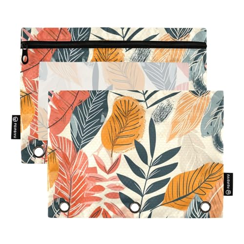 Federmäppchen für 3-Ringbuch, farbige Blätter, Federmäppchen, Kosmetiktasche mit Reißverschluss, transparentes Fenster für Büro, Reisen, Kosmetik, 2 Stück, Farbige Blätter, one sizex2, Aktentasche Federmäppchen für 3-Ringbuch, farbige Blätter, Federmäppchen, Kosmetiktasche mit Reißverschluss, transparentes Fenster für Büro, Reisen, Kosmetik, 2 Stück, Farbige Blätter, one sizex2, Aktentasche von Generisch