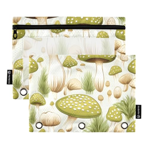 Federmäppchen für 3-Ringbuch, grüne Pilze, Federmäppchen, Kosmetiktasche mit Reißverschluss, transparentes Fenster, für Büro, Reisen, Kosmetik, 2 Stück, Grüne Pilze, one sizex2, Aktentasche Federmäppchen für 3-Ringbuch, grüne Pilze, Federmäppchen, Kosmetiktasche mit Reißverschluss, transparentes Fenster, für Büro, Reisen, Kosmetik, 2 Stück, Grüne Pilze, one sizex2, Aktentasche von Generisch