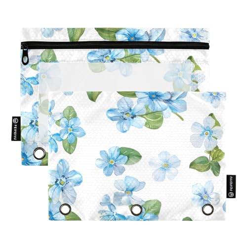 Federmäppchen für 3-Ringbuch, schöne blaue weiße Blumen, Federmäppchen, Kosmetiktasche mit Reißverschluss, transparentes Fenster, für Büro, Reisen, Kosmetik, 2 Stück, Schöne blau-weiße Blumen, one Federmäppchen für 3-Ringbuch, schöne blaue weiße Blumen, Federmäppchen, Kosmetiktasche mit Reißverschluss, transparentes Fenster, für Büro, Reisen, Kosmetik, 2 Stück, Schöne blau-weiße Blumen, one von Generisch