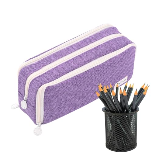 Federmäppchen für die Schule, großes Fassungsvermögen, Stifteetui mit 3 Fächern, Stifthalter für Schule, Haftnotizen, Marker, Radiergummis, violett, Refer to description, Unisex Federmäppchen für die Schule, großes Fassungsvermögen, Stifteetui mit 3 Fächern, Stifthalter für Schule, Haftnotizen, Marker, Radiergummis, violett, Refer to description, Unisex von Generisch