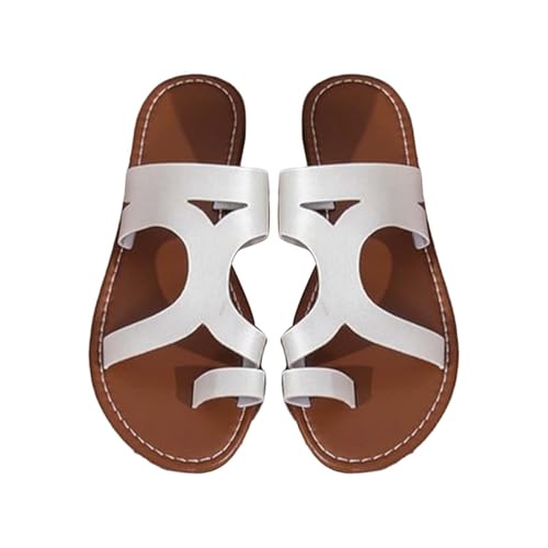 Flache Damen-Sandalen für den Sommer, Flip-Flops, Kunstleder, orthopädische Sandalen, breite Passform, runde offene Zehen, Pantoletten, Slipper, rutschfeste Clogs, Sommer, Strand, Sandalen für Damen Flache Damen-Sandalen für den Sommer, Flip-Flops, Kunstleder, orthopädische Sandalen, breite Passform, runde offene Zehen, Pantoletten, Slipper, rutschfeste Clogs, Sommer, Strand, Sandalen für Damen von Generisch