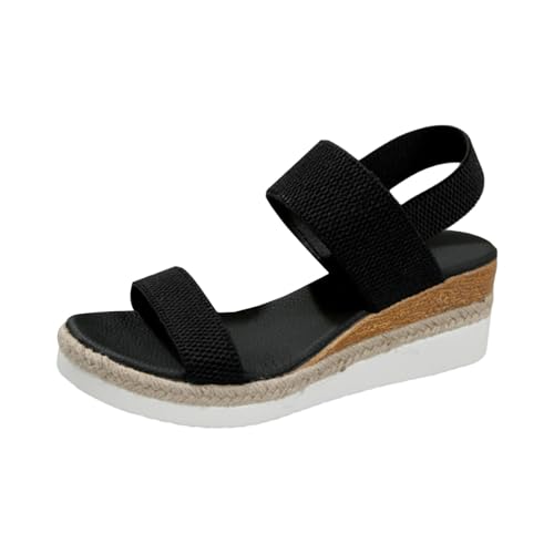 Flache Damenschuhe für Damen, Sommer, bequem, zum Spazierengehen, Espadrilles mit Keilabsatz, Sandalen für Damen, Strandschuhe, Schnallensandalen, Schwarz , 38 EU Flache Damenschuhe für Damen, Sommer, bequem, zum Spazierengehen, Espadrilles mit Keilabsatz, Sandalen für Damen, Strandschuhe, Schnallensandalen, Schwarz , 38 EU von Generisch