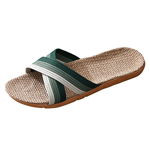 Flache Sandalen: zuhause Unisex Hausschuhe, Leinen Mesh-Tuch atmungsaktiv Pantoffeln, rutschfest bequem Weiche Sohle Slipper, Damen Herren Badeslipper, Waschbar Gästehausschuhe & Schlappen Flache Sandalen: zuhause Unisex Hausschuhe, Leinen Mesh-Tuch atmungsaktiv Pantoffeln, rutschfest bequem Weiche Sohle Slipper, Damen Herren Badeslipper, Waschbar Gästehausschuhe & Schlappen von Generisch