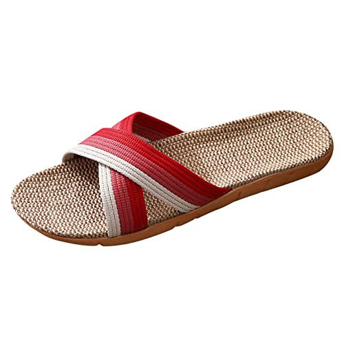 Flache Sandalen: zuhause Unisex Hausschuhe, Leinen Mesh-Tuch atmungsaktiv Pantoffeln, rutschfest bequem Weiche Sohle Slipper, Damen Herren Badeslipper, Waschbar Gästehausschuhe & Schlappen Flache Sandalen: zuhause Unisex Hausschuhe, Leinen Mesh-Tuch atmungsaktiv Pantoffeln, rutschfest bequem Weiche Sohle Slipper, Damen Herren Badeslipper, Waschbar Gästehausschuhe & Schlappen von Generisch