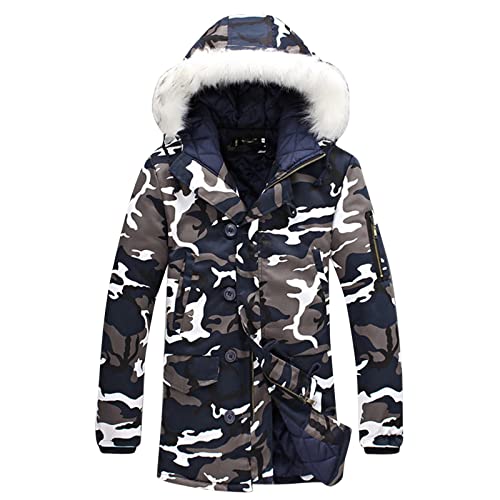 Fleece-Jacke für Herren, 2024, modische Jacken, warmer Übermantel, Übergröße, Kunst-Hoodie, Camouflage-Druck, verdickter Winterpullover, Mantel mit Reißverschluss und Knopfleiste, Fleece, blau, XL Fleece-Jacke für Herren, 2024, modische Jacken, warmer Übermantel, Übergröße, Kunst-Hoodie, Camouflage-Druck, verdickter Winterpullover, Mantel mit Reißverschluss und Knopfleiste, Fleece, blau, XL von Generisch