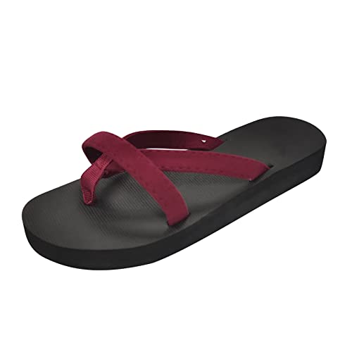 Flip-Flops Damen Riemchensandalen mit Kreuzriemen, modische Flip-Flops für Damen, leichte Yoga-Matte, Tanga, offener Zehenbereich, Sommer, Strandschuhe mit bequemer Fußgewölbeunterstützung, rot, 38 EU von Generisch